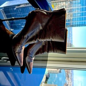 Jimmy Choo chocolate brown short boots 4 inch stiletto heel